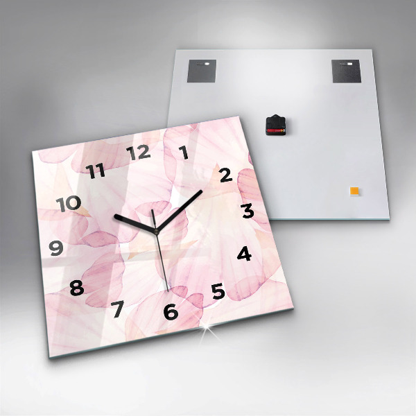 Horloge carrée en verre 'Pétales d''aquarelle'