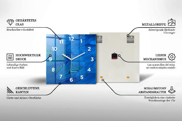 Horloge carrée en verre Abstraction peinte