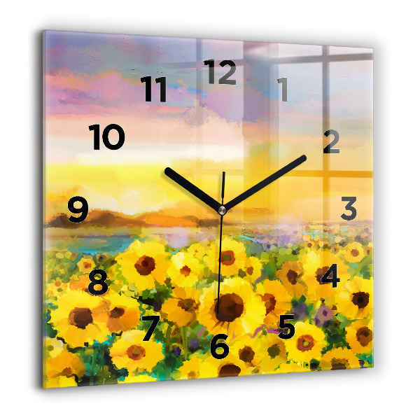 Horloge murale carrée Champ de tournesols