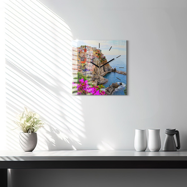 Horloge murale carrée Côte des Cinque Terre