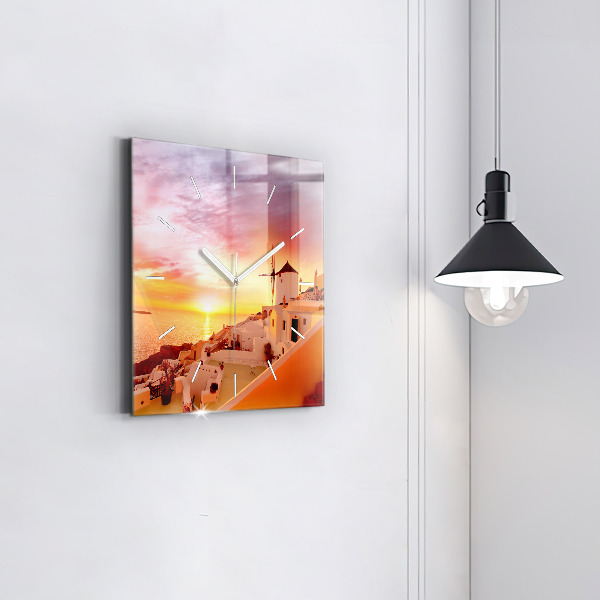 Horloge murale carrée Vieux moulin à vent à Santorin