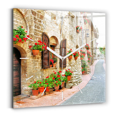 Horloge murale carrée Une rue pittoresque