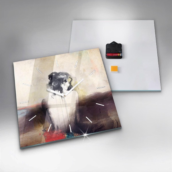 Horloge murale carrée 'Portrait abstrait d''une femme'