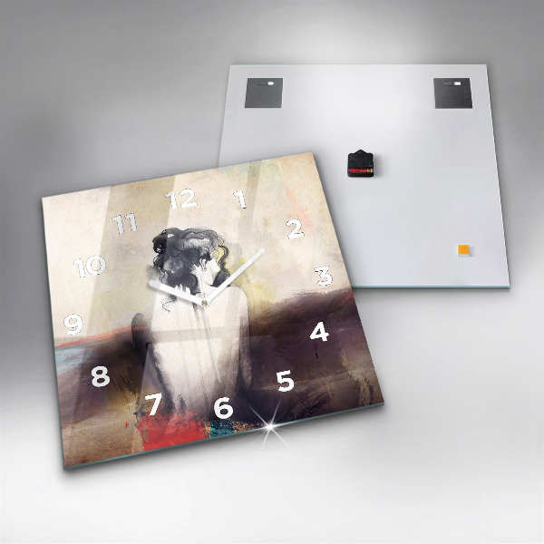 Horloge murale carrée 'Portrait abstrait d''une femme'