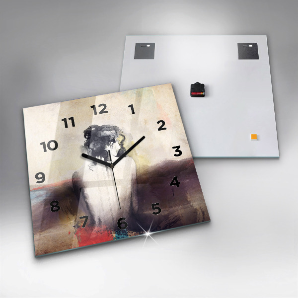 Horloge murale carrée 'Portrait abstrait d''une femme'