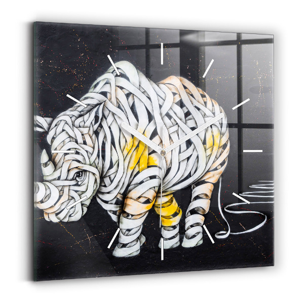 Horloge murale carrée Rhinocéros abstrait