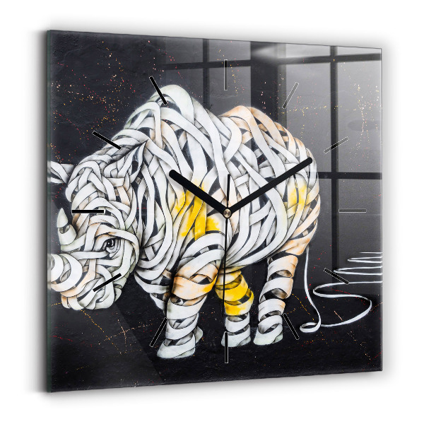 Horloge murale carrée Rhinocéros abstrait