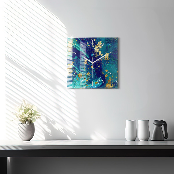 Horloge carrée en verre Abstraction moderne
