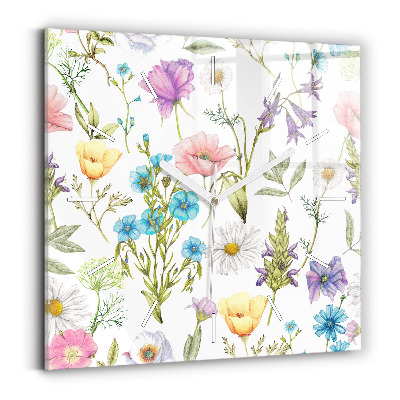Horloge carrée en verre Composition florale