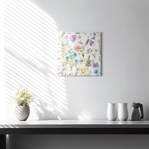 Horloge carrée en verre Composition florale