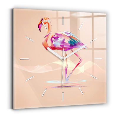 Horloge carrée en verre Illustration de flamant rose