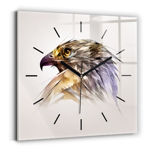 Horloge carrée en verre Oiseau de prédation