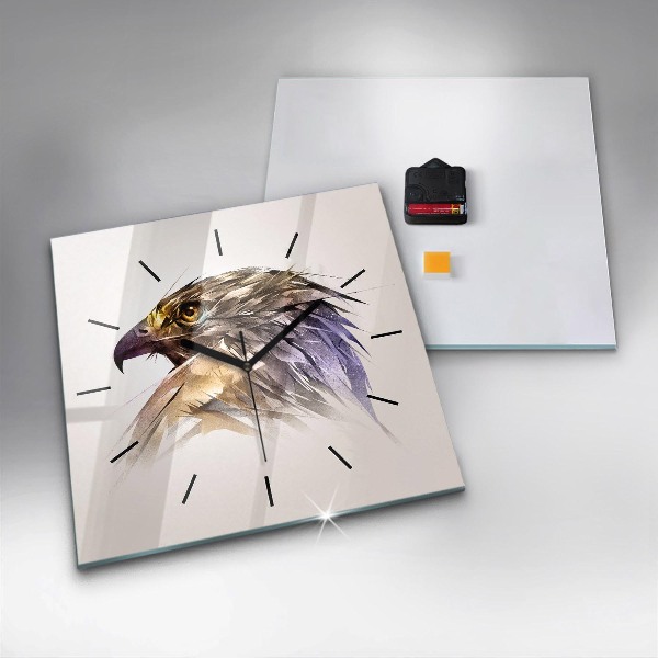 Horloge carrée en verre Oiseau de prédation