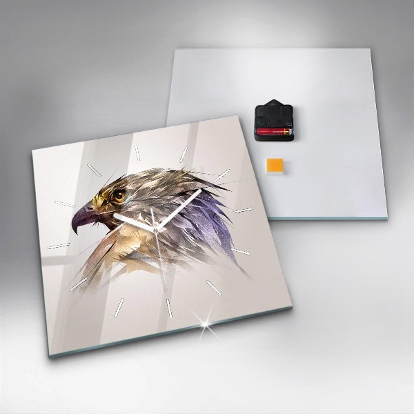 Horloge carrée en verre Oiseau de prédation