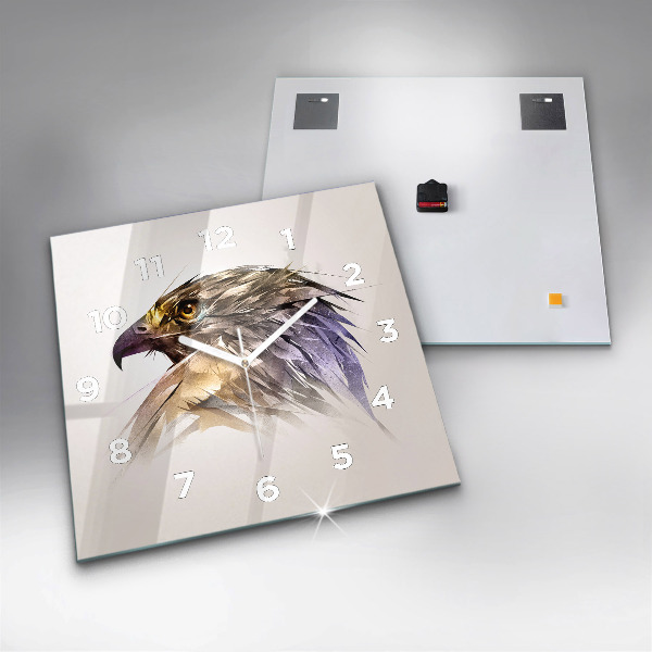 Horloge carrée en verre Oiseau de prédation