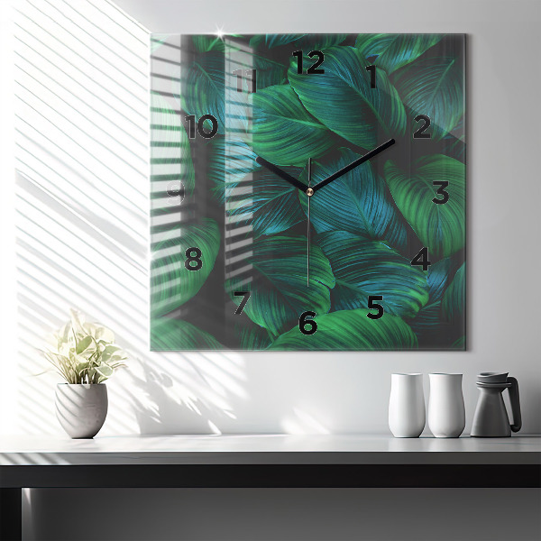 Pendule carrée en verre La nature laisse