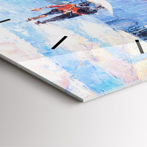 Pendule carrée en verre 'Art à l''huile'