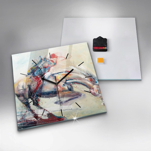 Horloge murale carrée Illustration de chevaux au galop