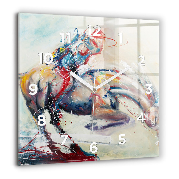 Horloge murale carrée Illustration de chevaux au galop