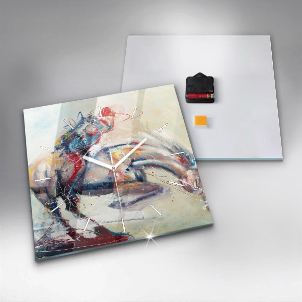 Horloge murale carrée Illustration de chevaux au galop