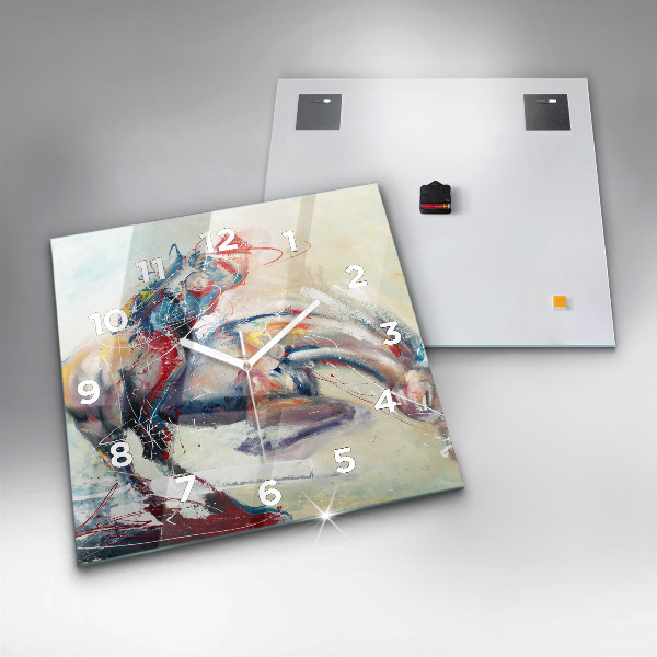 Horloge murale carrée Illustration de chevaux au galop