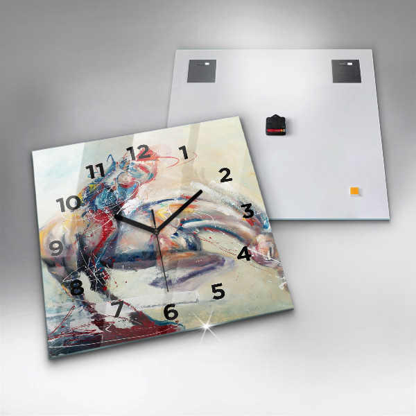Horloge murale carrée Illustration de chevaux au galop