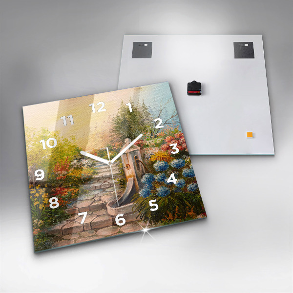 Pendule carrée en verre 'Composition de l''huile dans la forêt'