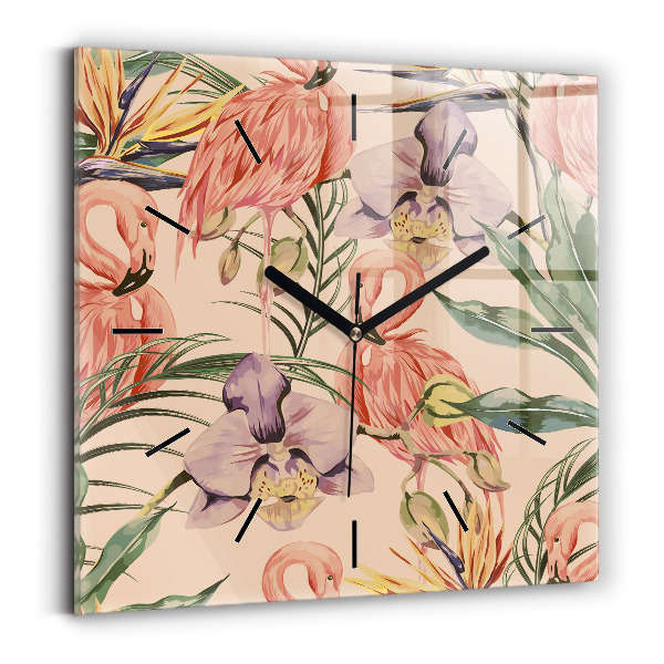 Horloge murale carrée Feuilles de palmier tropicales