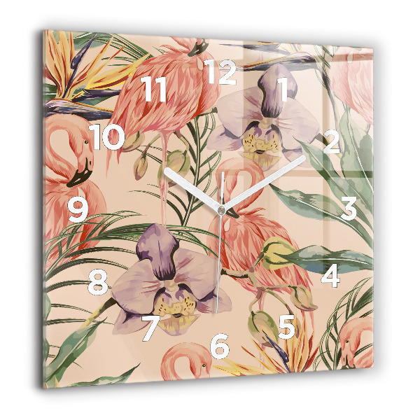 Horloge murale carrée Feuilles de palmier tropicales