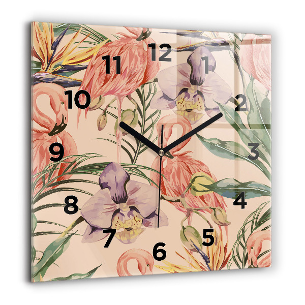 Horloge murale carrée Feuilles de palmier tropicales