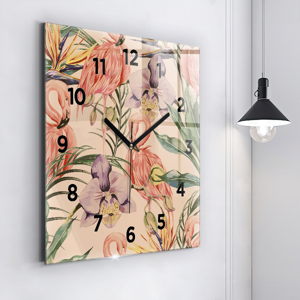 Horloge murale carrée Feuilles de palmier tropicales