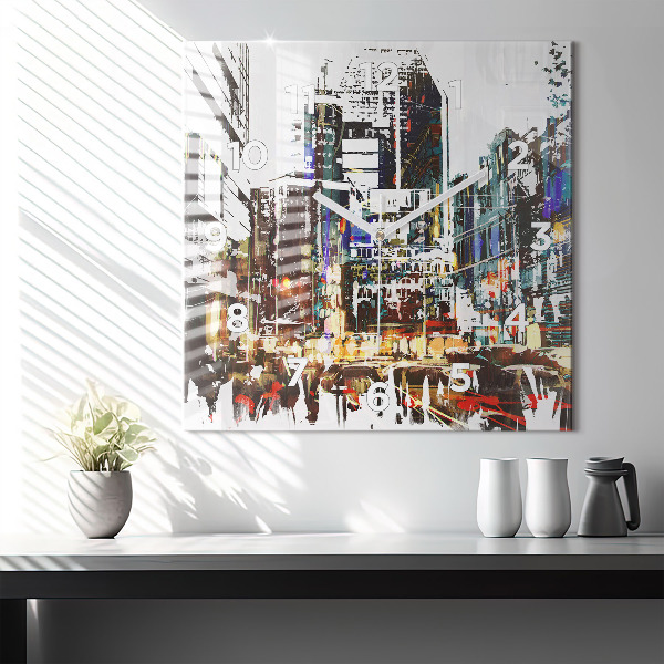 Horloge carrée en verre La ville de New York