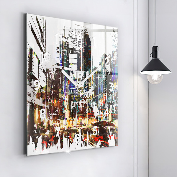 Horloge carrée en verre La ville de New York