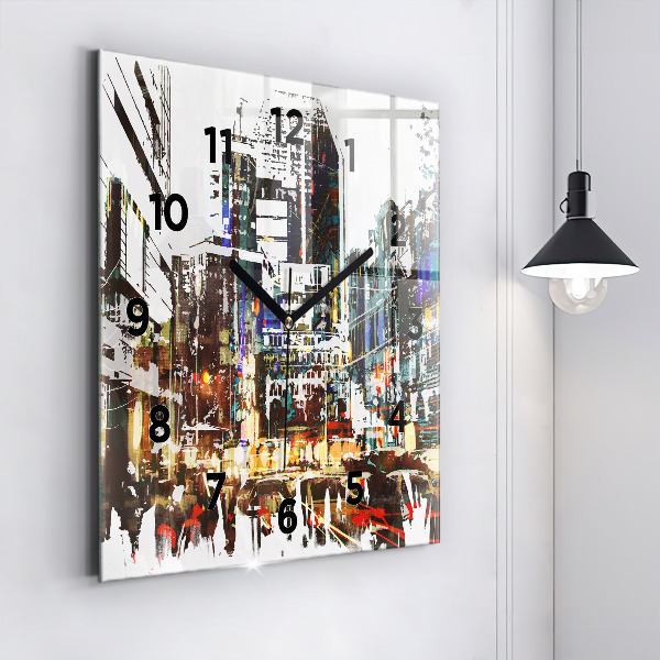 Horloge carrée en verre La ville de New York