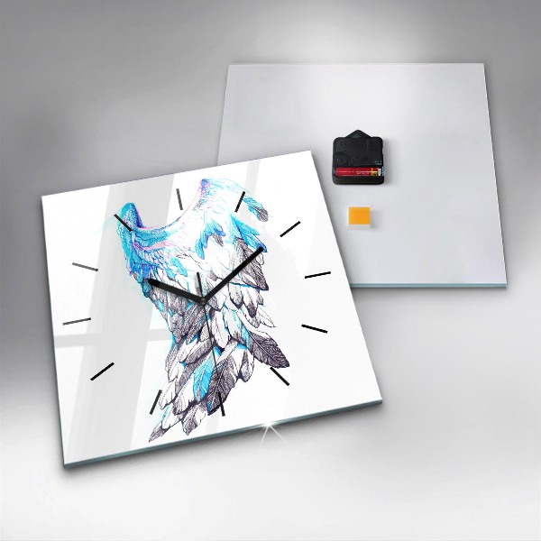 Horloge carrée en verre 'Imitation d''ailes d''oiseaux'