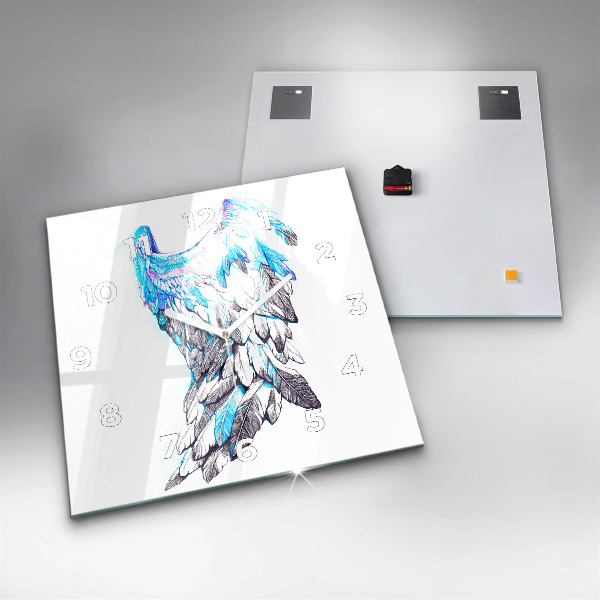 Horloge carrée en verre 'Imitation d''ailes d''oiseaux'