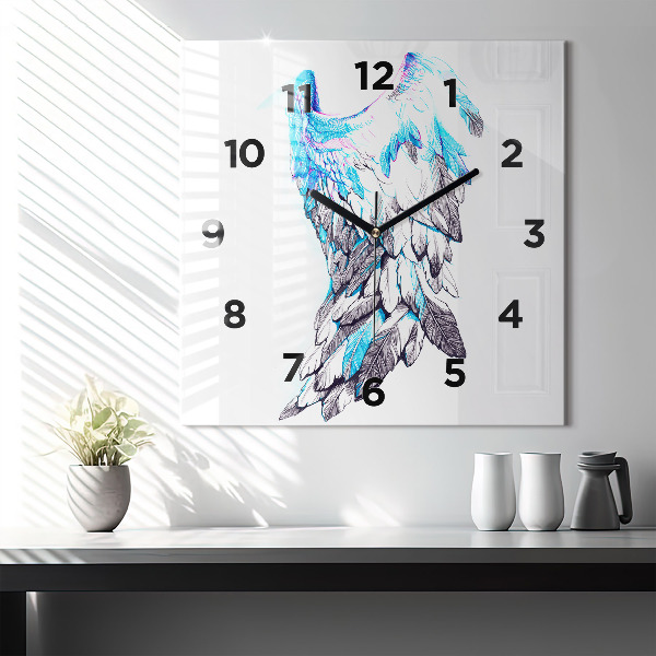 Horloge carrée en verre 'Imitation d''ailes d''oiseaux'