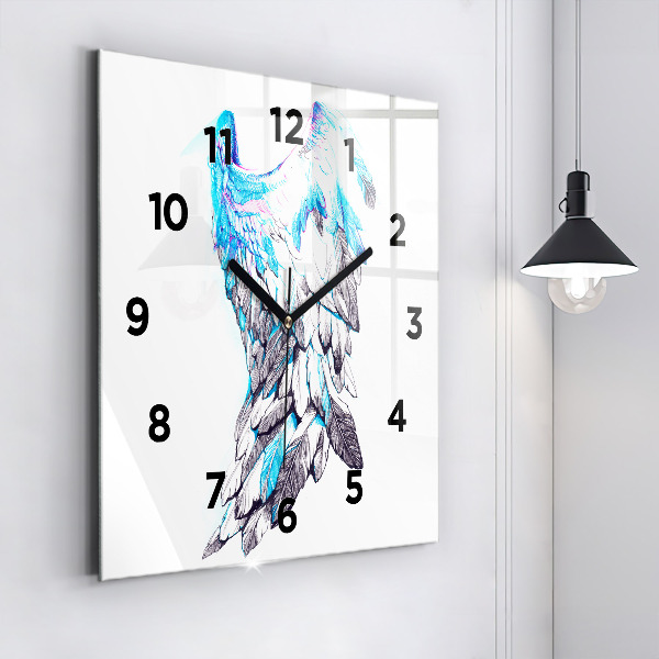 Horloge carrée en verre 'Imitation d''ailes d''oiseaux'