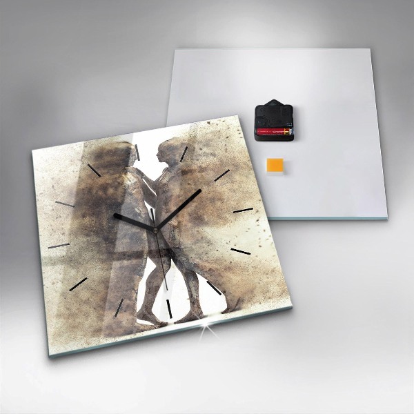 Horloge carrée en verre Personnes abstraites sable