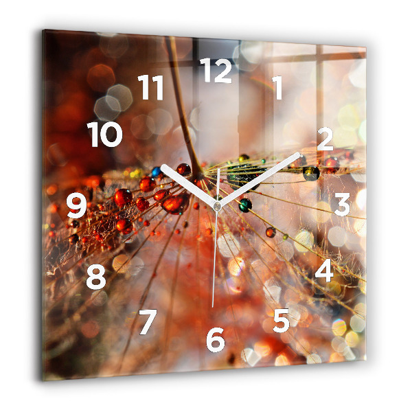 Horloge carrée en verre Pissenlit avec rosée