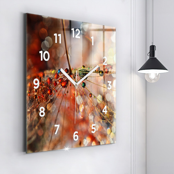 Horloge carrée en verre Pissenlit avec rosée