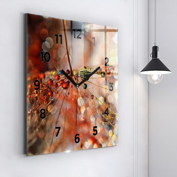 Horloge carrée en verre Pissenlit avec rosée