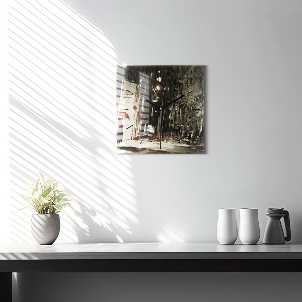 Horloge carrée en verre Femme par une nuit pluvieuse