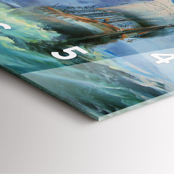 Horloge carrée en verre 'Un bateau sur l''eau'