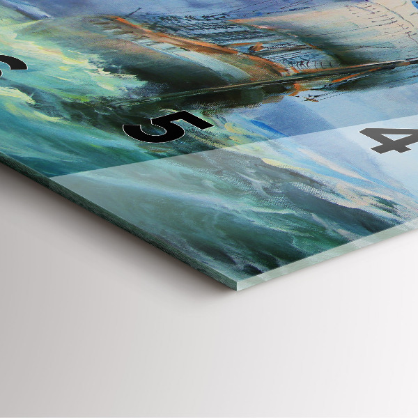 Horloge carrée en verre 'Un bateau sur l''eau'