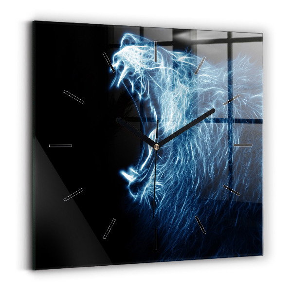 Horloge carrée en verre Lion sauvage