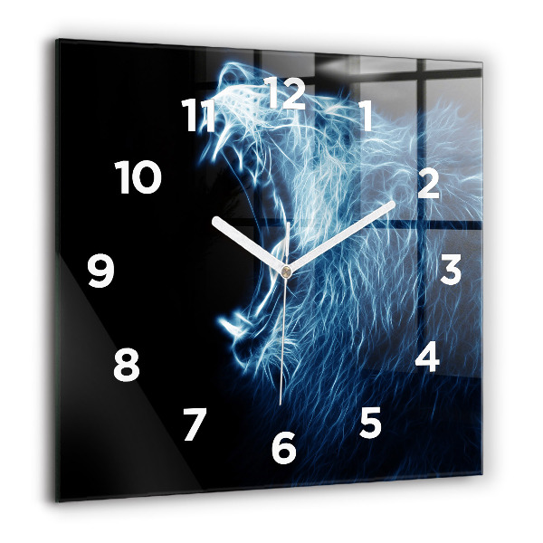 Horloge carrée en verre Lion sauvage
