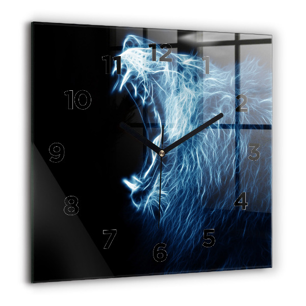 Horloge carrée en verre Lion sauvage