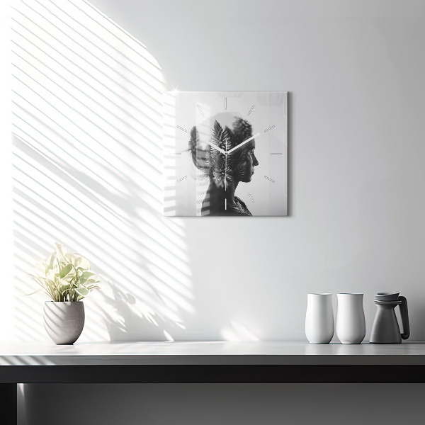 Horloge carrée en verre 'Portrait d''une femme'