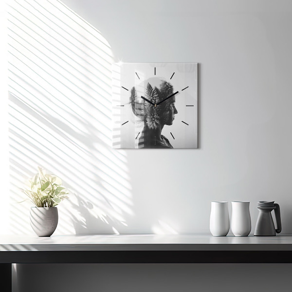 Horloge carrée en verre 'Portrait d''une femme'